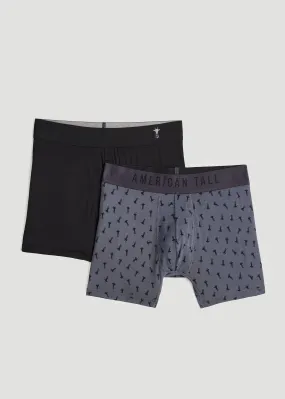 Micro Modal Tall Men's Boxer Briefs in Giraffe Print & Black (2-Pack)