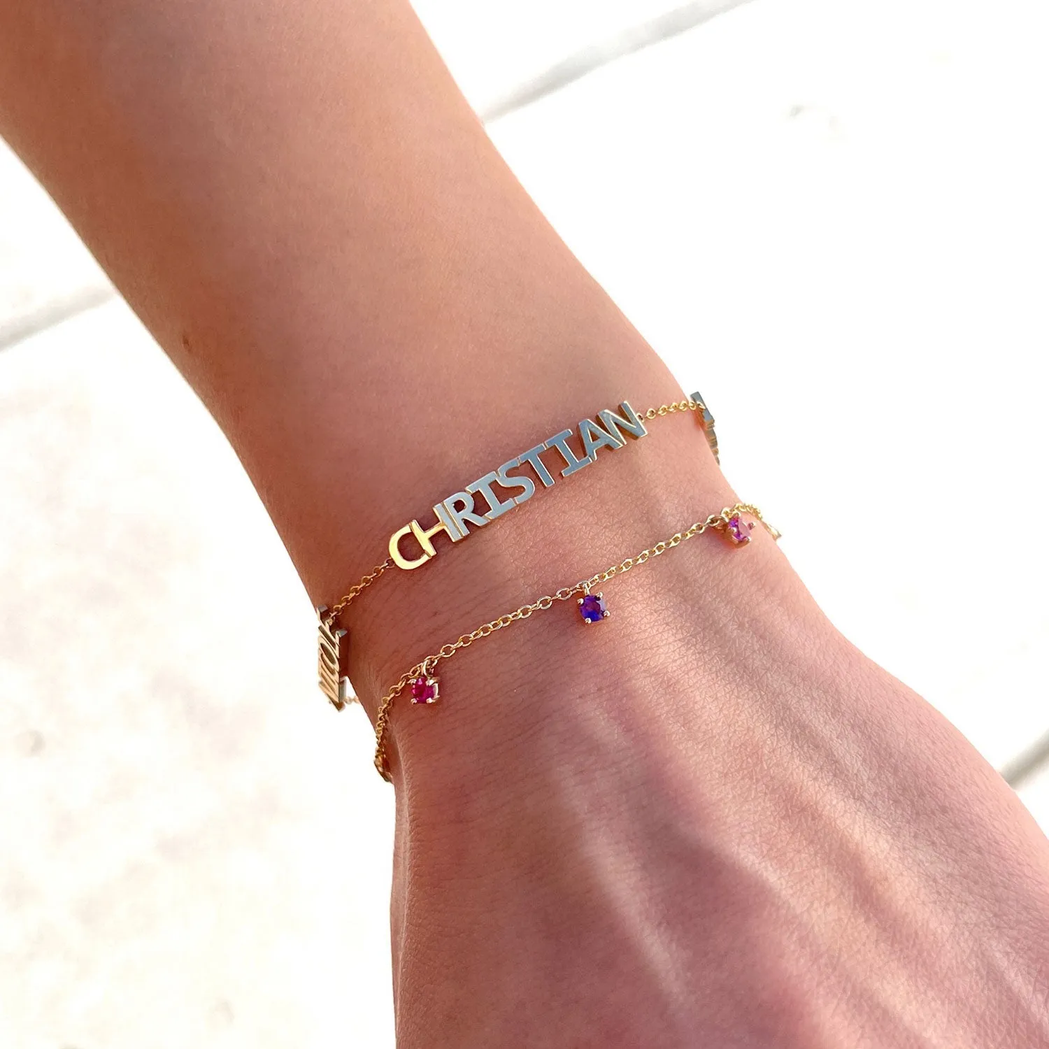 Multi Block Letter Name Bracelet