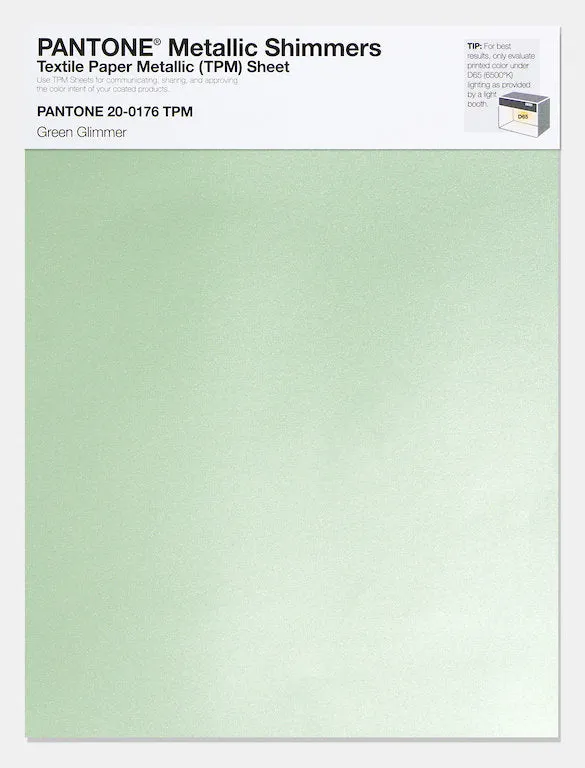 Pantone Metallic Shimmers Textile Paper Metallic Sheet 20-0176 Green Glimmer