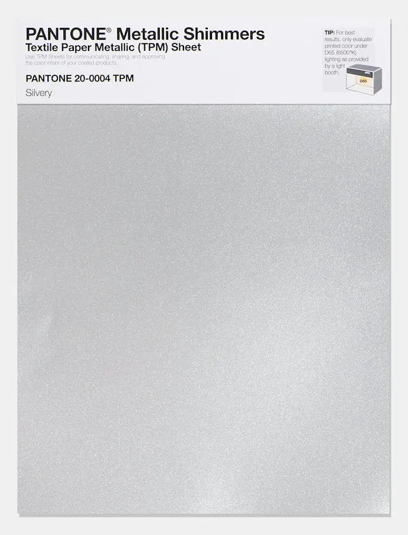 Pantone Metallic Shimmers Textile Paper Metallic (TPM) Sheet 20-0004 Silvery