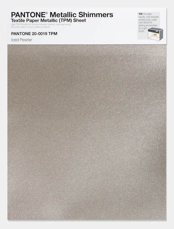 Pantone Metallic Shimmers Textile Paper Metallic (TPM) Sheet 20-0019 Iced Pewter