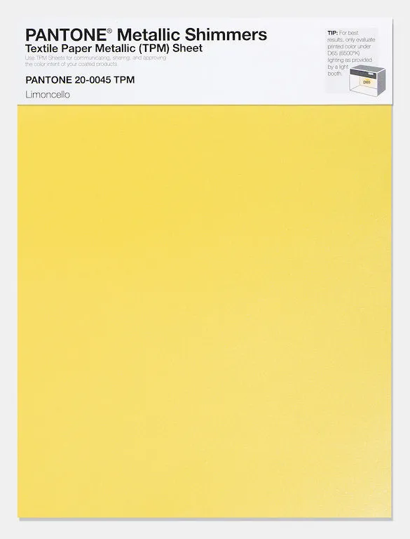 Pantone Metallic Shimmers Textile Paper Metallic (TPM) Sheet 20-0045 Limoncello