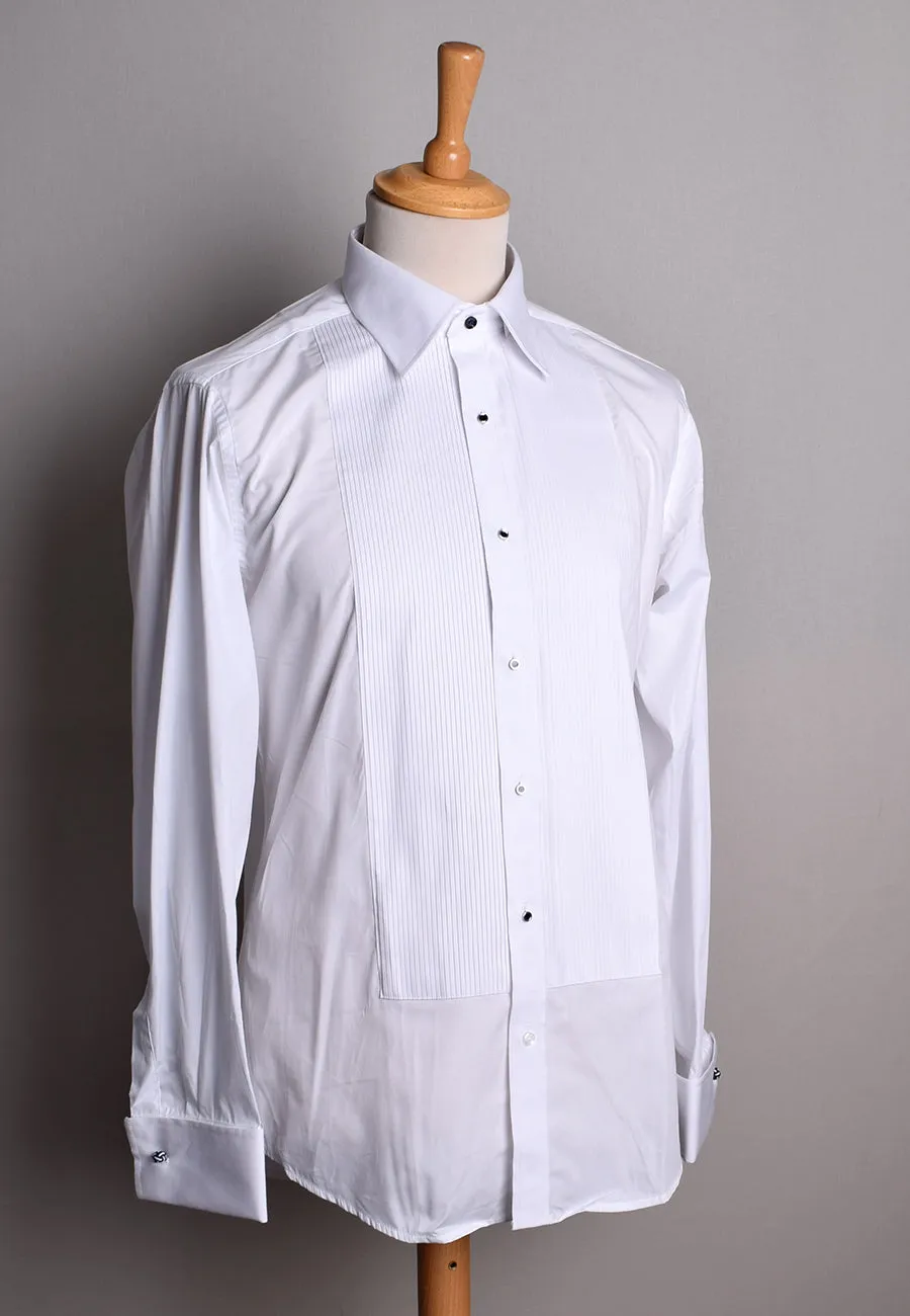 Pleated Front Evening Shirt - Wing or Turndown Collar (SH254)