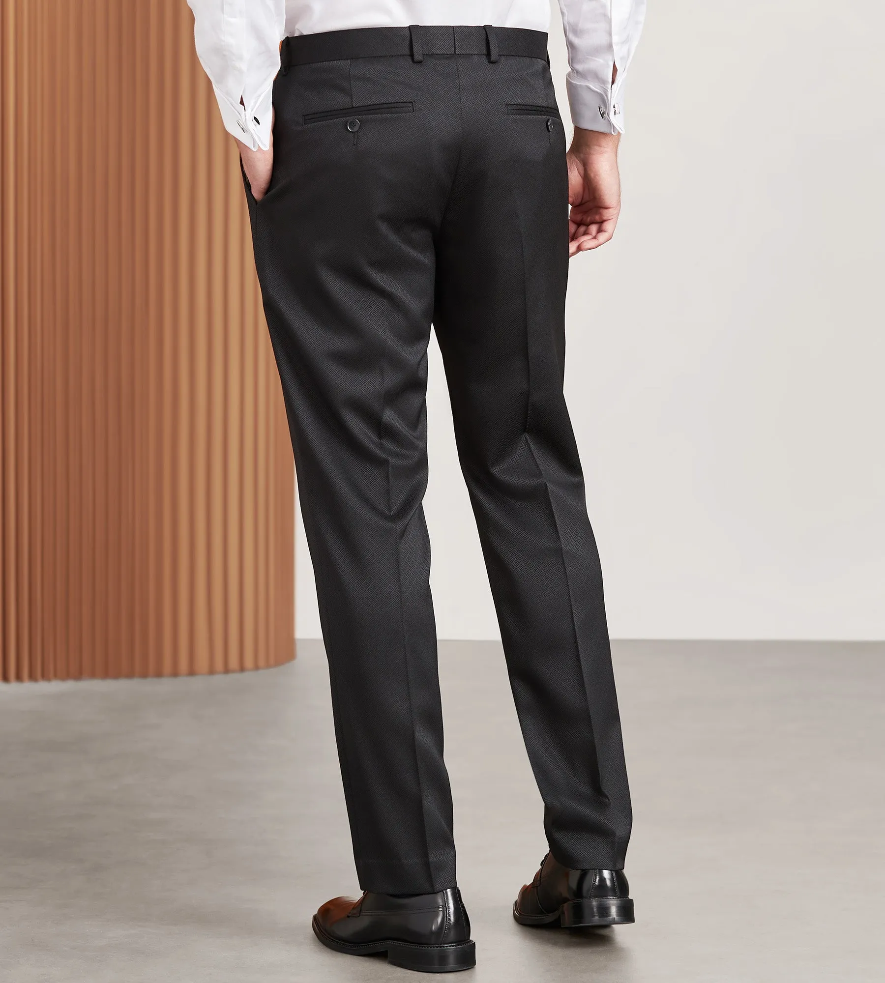 Slim Fit Black Jacquard Tuxedo Pants