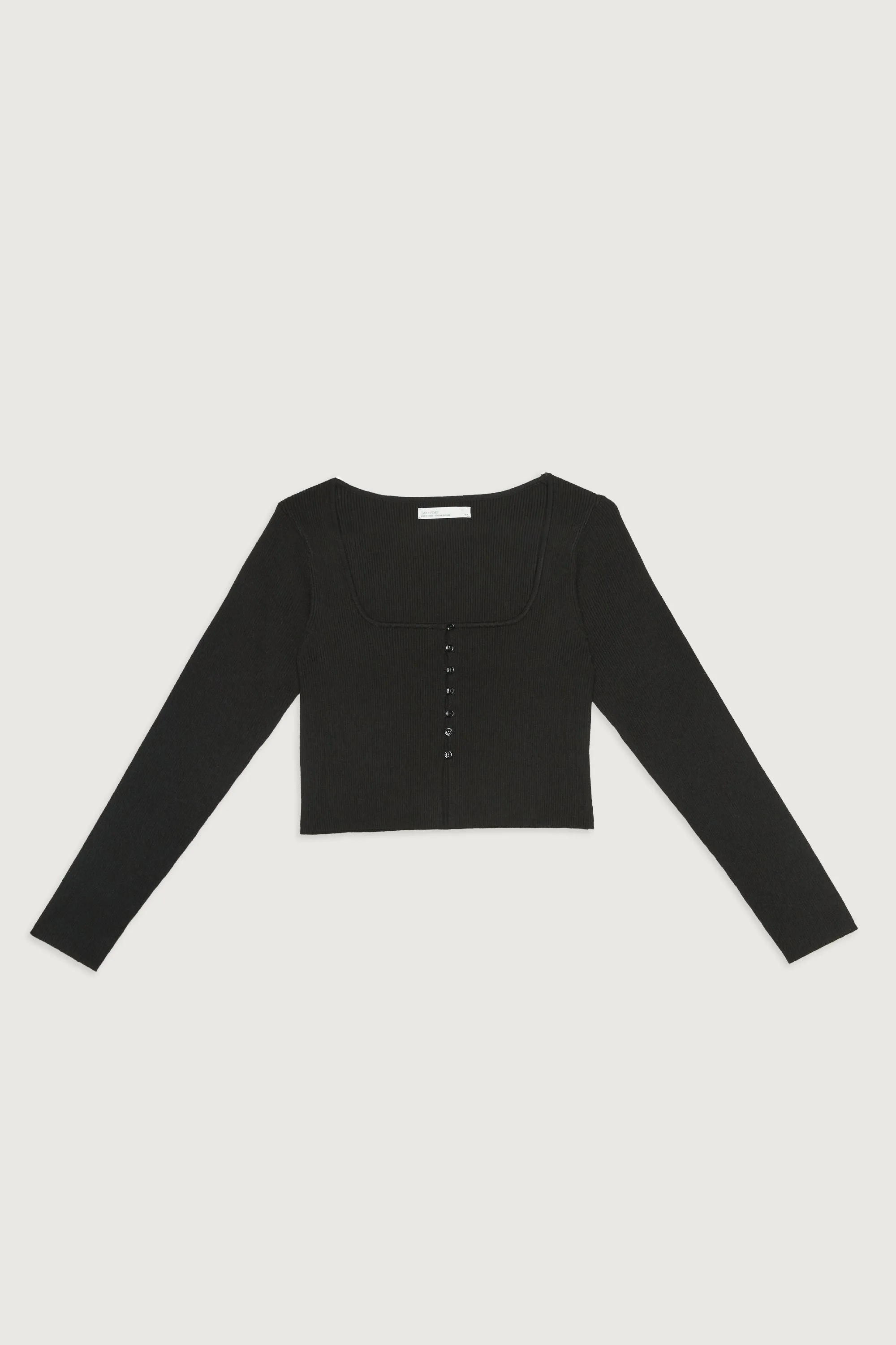 SQUARE NECK BUTTON FRONT SWEATER