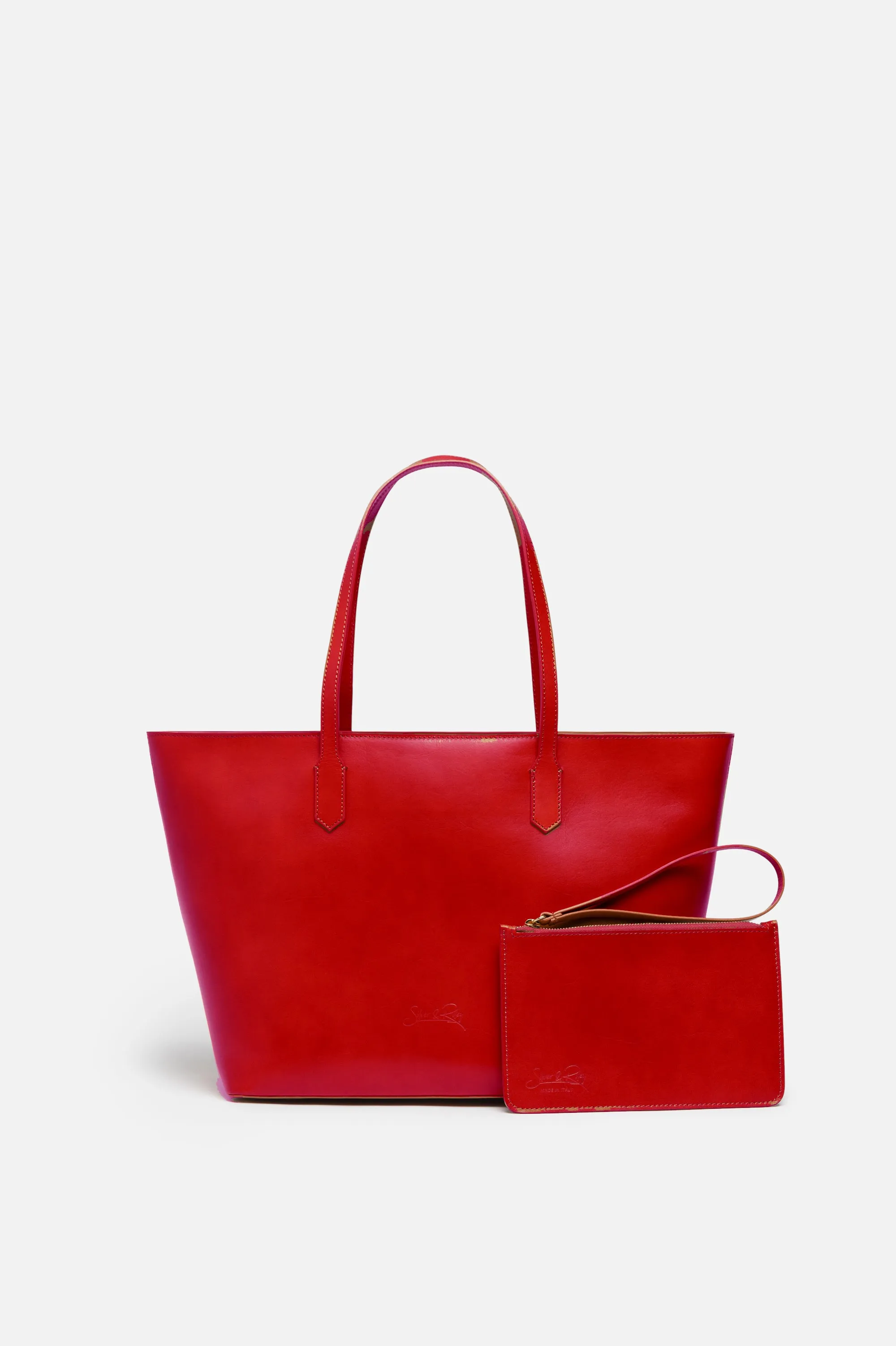 SSW - Manila All Purpose Large Carryall Leather Tote Bag in Red