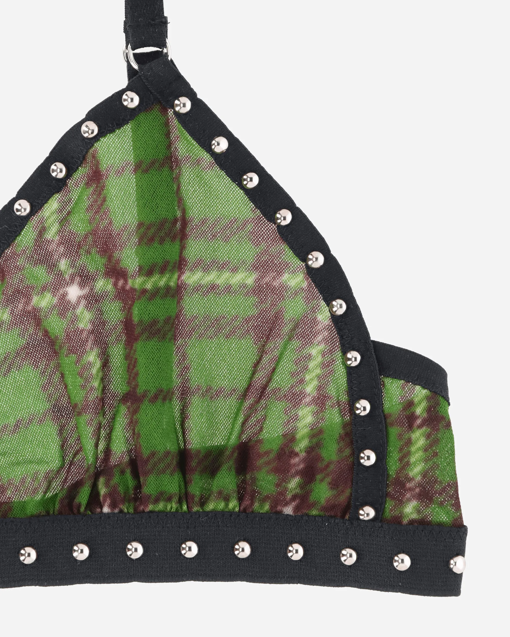 Tartan Studded Bra Green