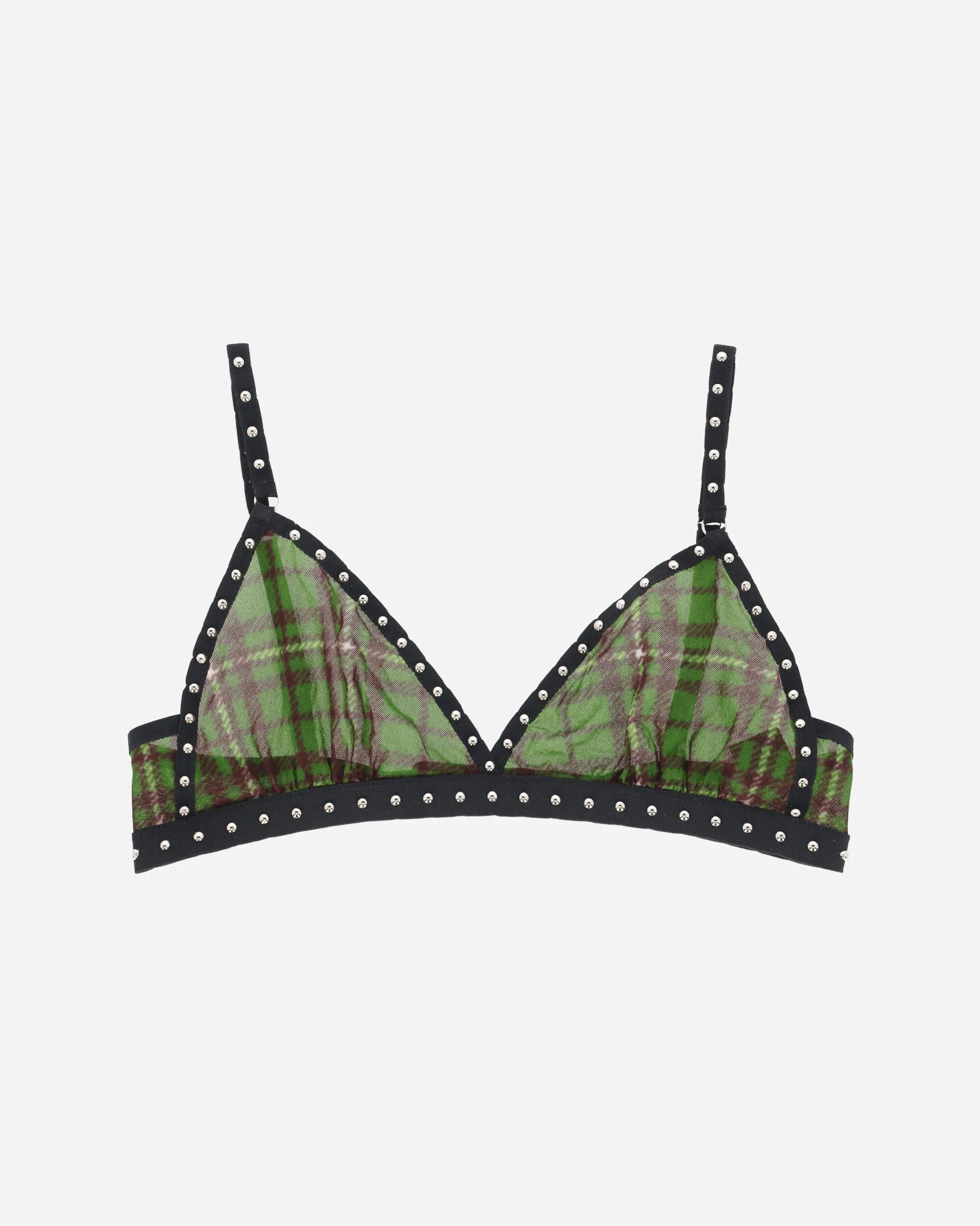 Tartan Studded Bra Green