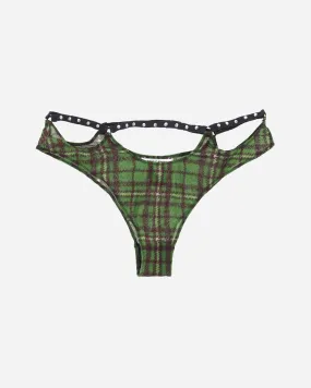 Tartan Studded Thong Green