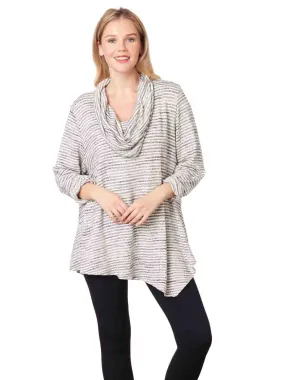 Tianello "Plus" Sized Pique Knit Jersey Jacquard "Toni Cowl Tunic"