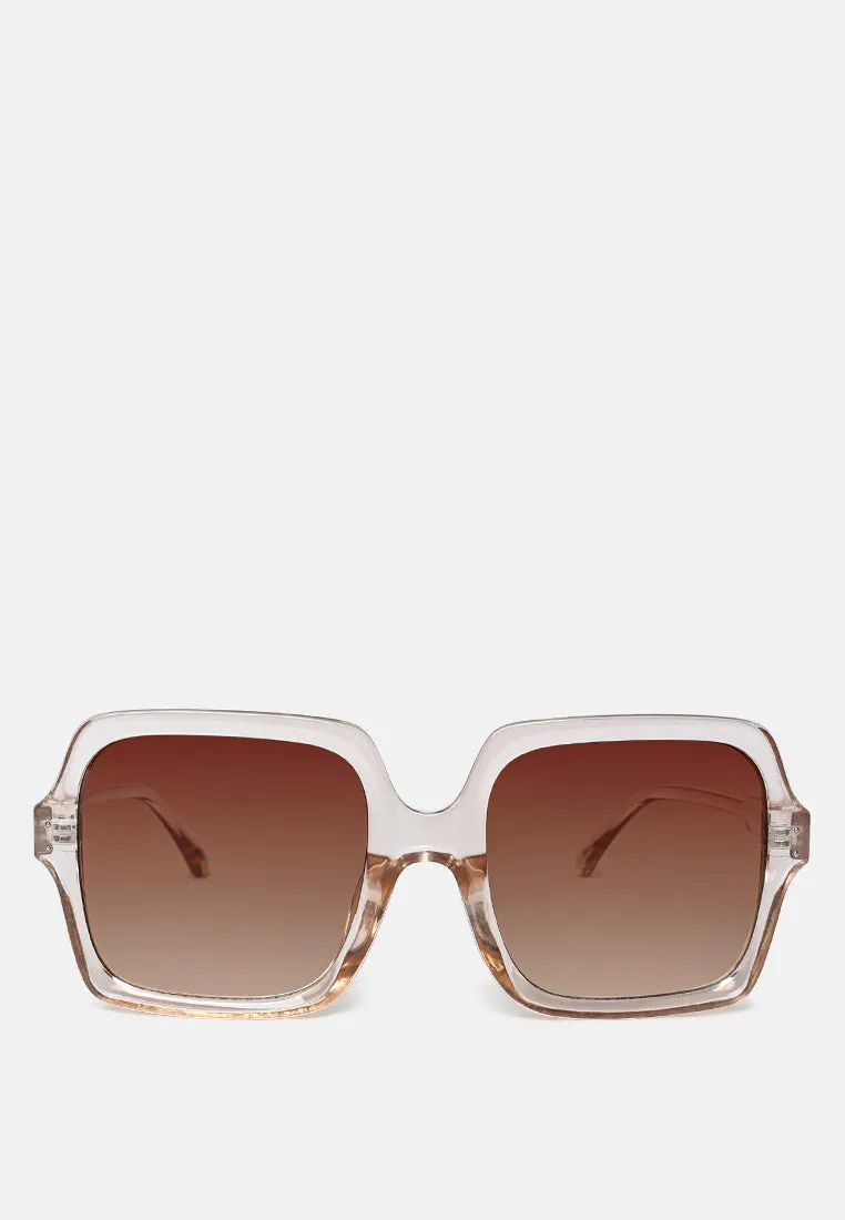 Transparent Frame Oversized Square Sunglasses