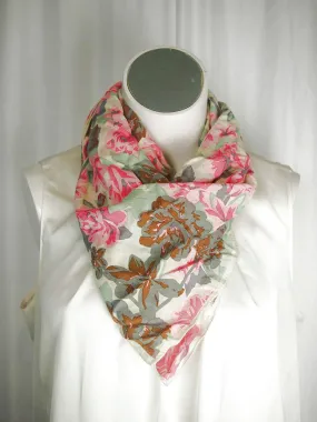 Vintage Nordstrom Pink & Gray Floral Scarf