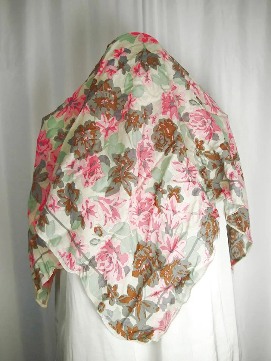 Vintage Nordstrom Pink & Gray Floral Scarf