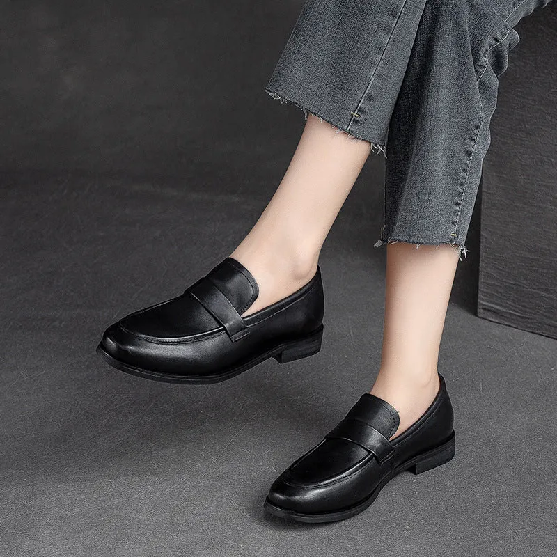 Women Classic Leather Solid Casual Loafers