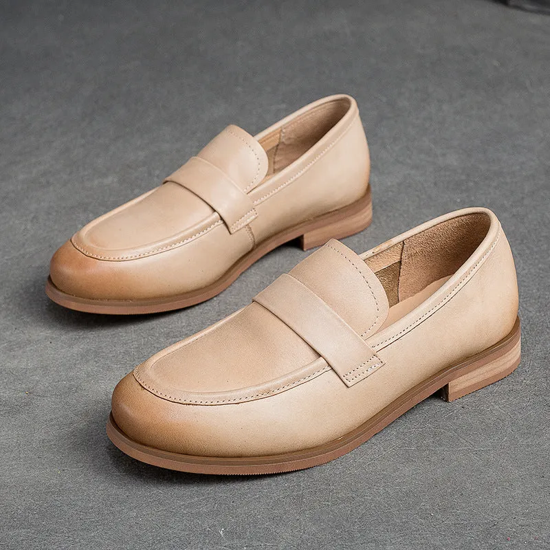 Women Classic Leather Solid Casual Loafers