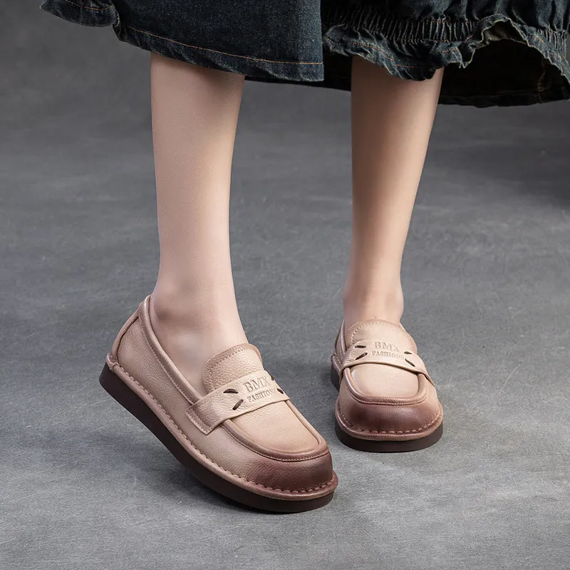 Women Minimalist Retro Soft Leather Flat Casual Loafers