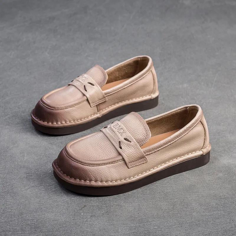 Women Minimalist Retro Soft Leather Flat Casual Loafers