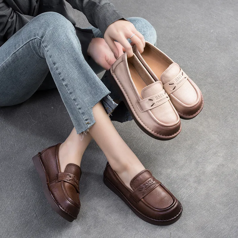 Women Minimalist Retro Soft Leather Flat Casual Loafers